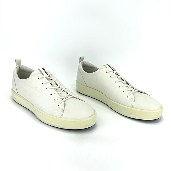 Ecco Women Danish Design Sneakers Size 10 White Leather Lace-Up Unisex Shoes - Picture 2 of 16